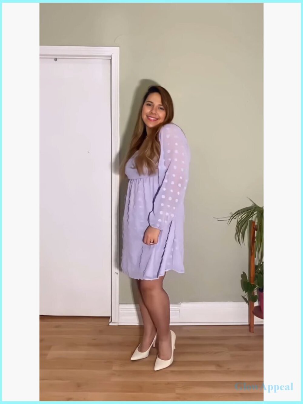 Long Sleeve Maternity Dress Square Neck Swiss Dot Casual Loose Mini - Picture 6 of 7